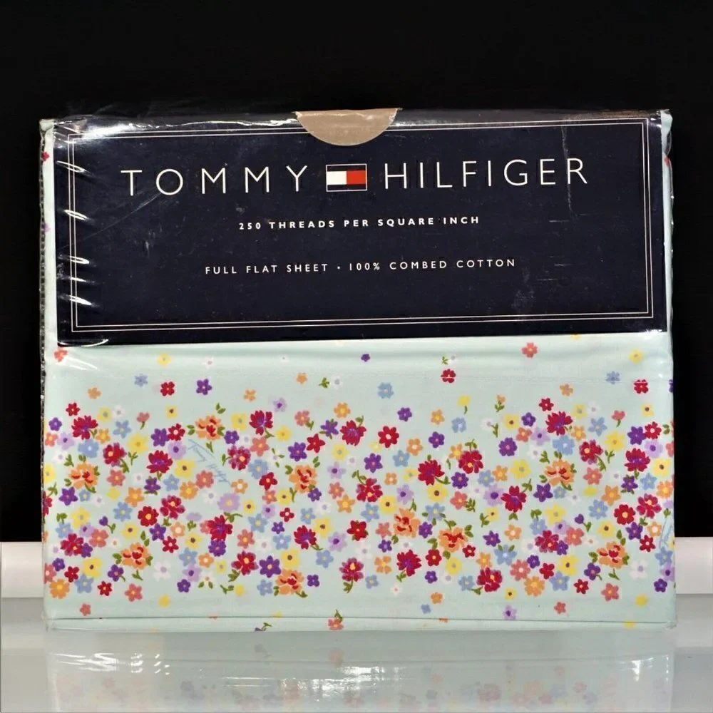 Vintage Tommy Hilfiger Full Flat Sheet Huckleberry Corner Floral Cottagecore NOS